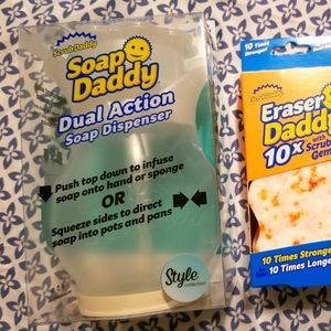 Scub Daddy dish soap dispenser with 2 sets scruber